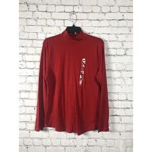 Charter Club Women's Pima Cotton Long Sleeve Mockneck Top Red XL NWT